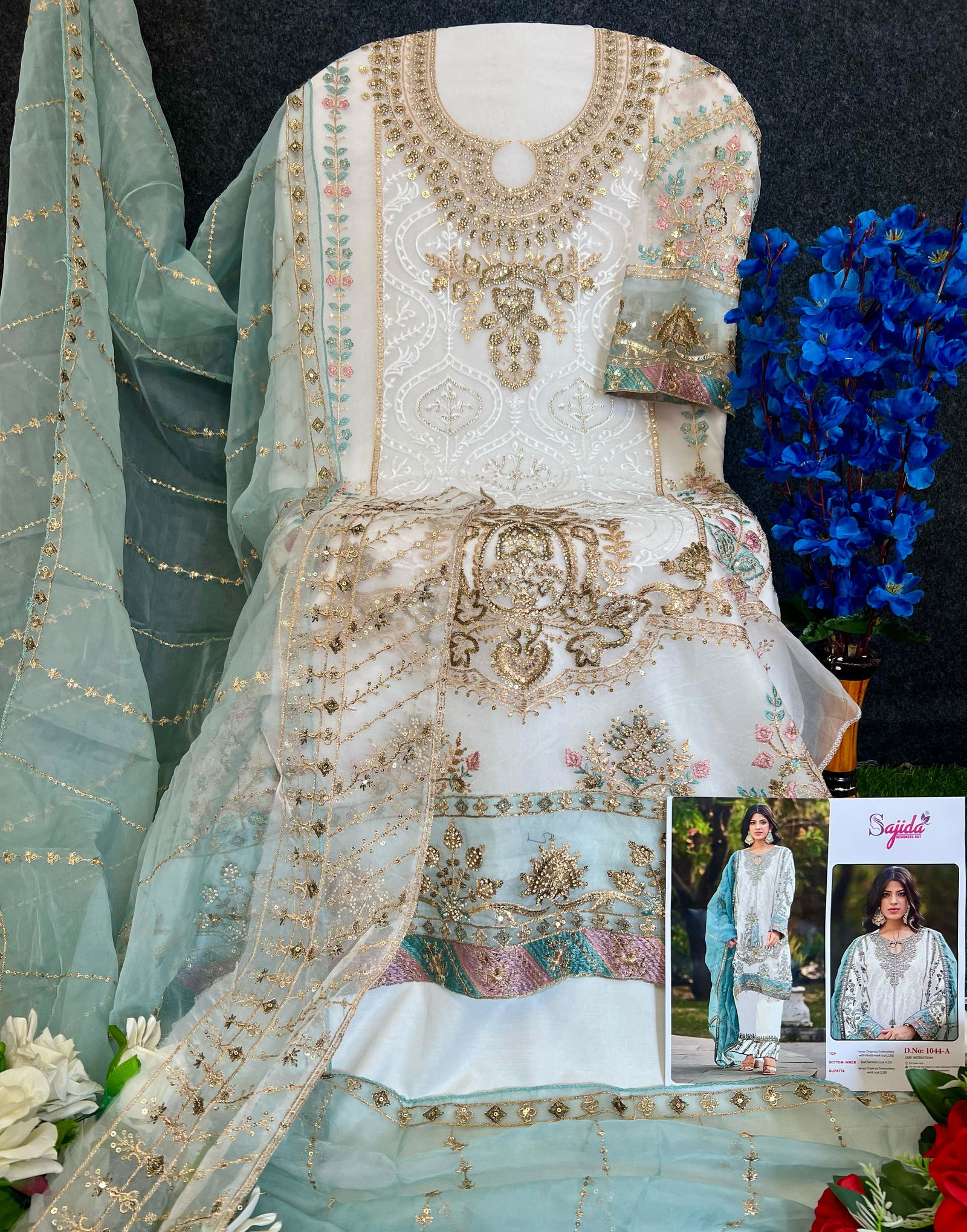 Saira by Sajida Organza Pakistani Salwar Kameez Wholesale Market In Surat